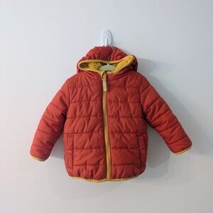 Cat & Jack Red Puffer Jacket with Yellow Accents
